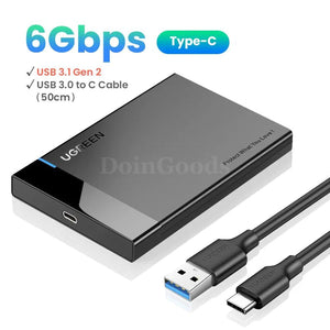 Ugreen 2.5 Sata To Usb 3.0 Hdd Case - Hard Drive Enclosure For Ssd And C 3.1 Model 301635-