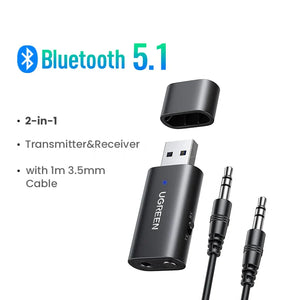 Ugreen 2 In 1 Bluetooth Car Adapter 5.1 Stereo Transmitter Receiver 3.5Mm Aux Adapter 301635