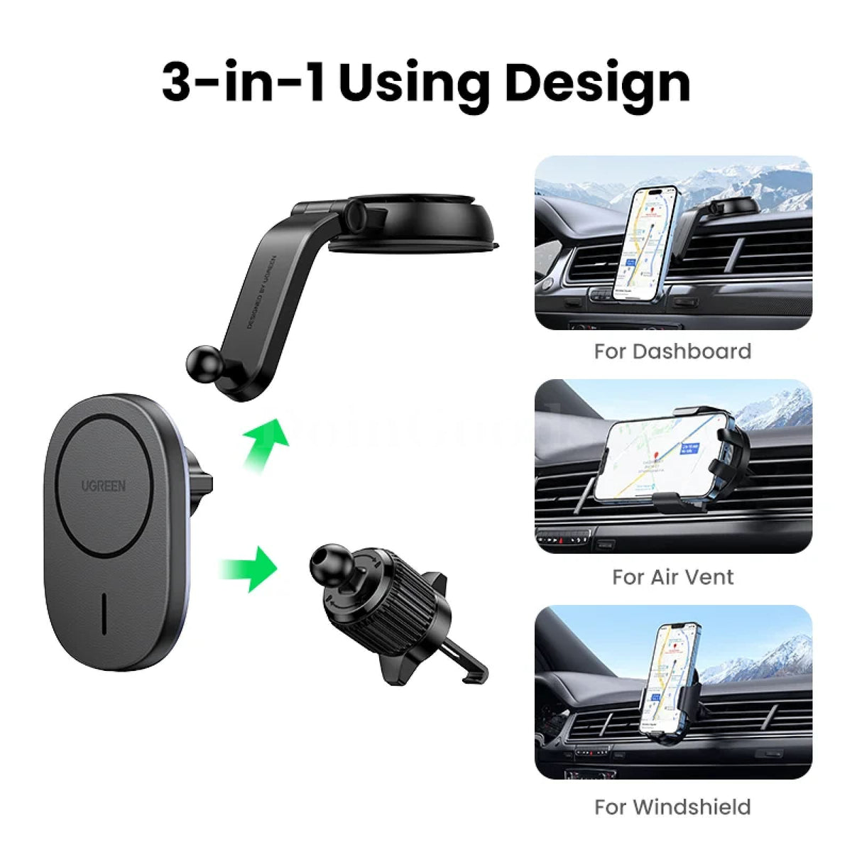 ugreen-magnetic-wireless-car-charger-adsorbable-mount-iphone-15 ...