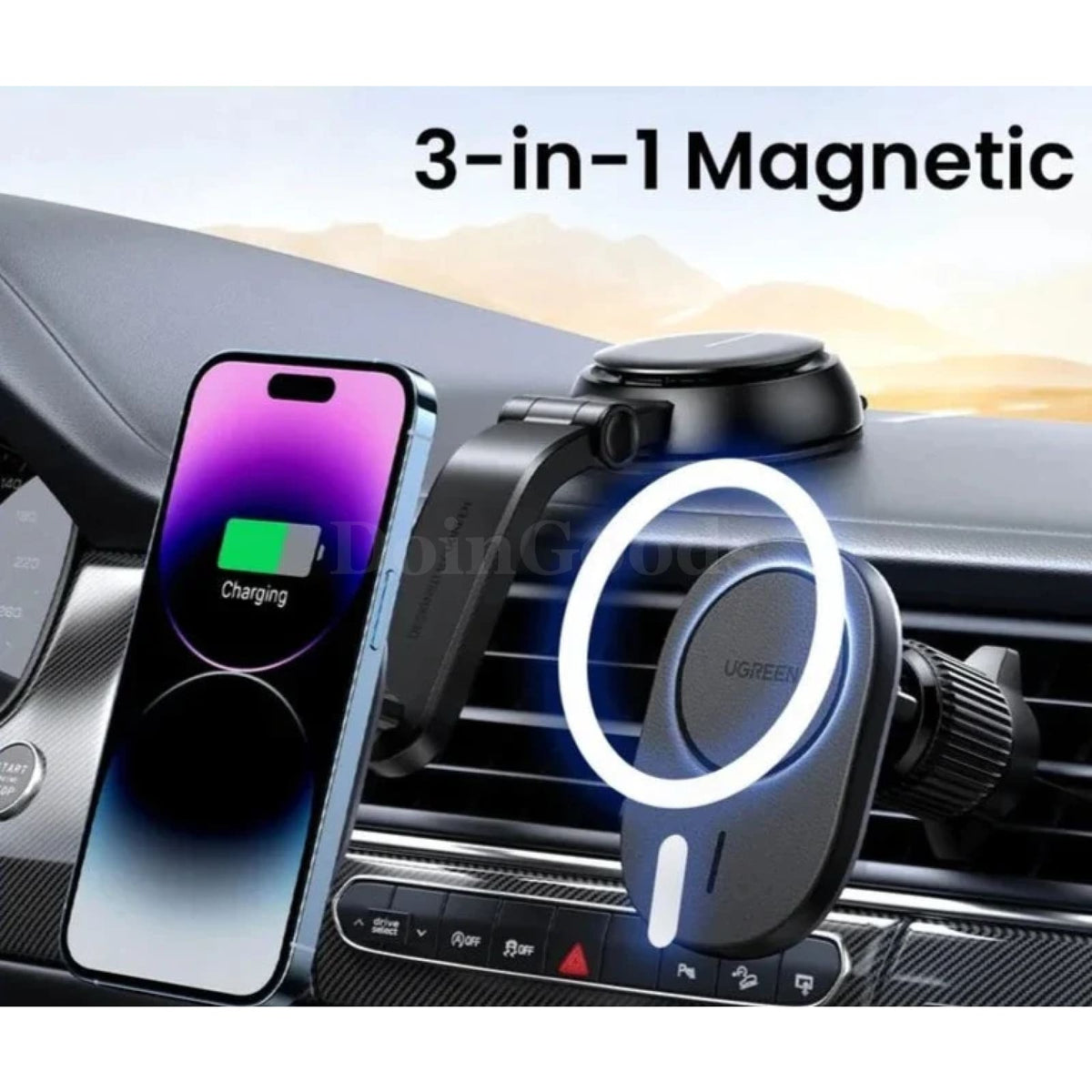 ugreen-magnetic-wireless-car-charger-adsorbable-mount-iphone-15 ...
